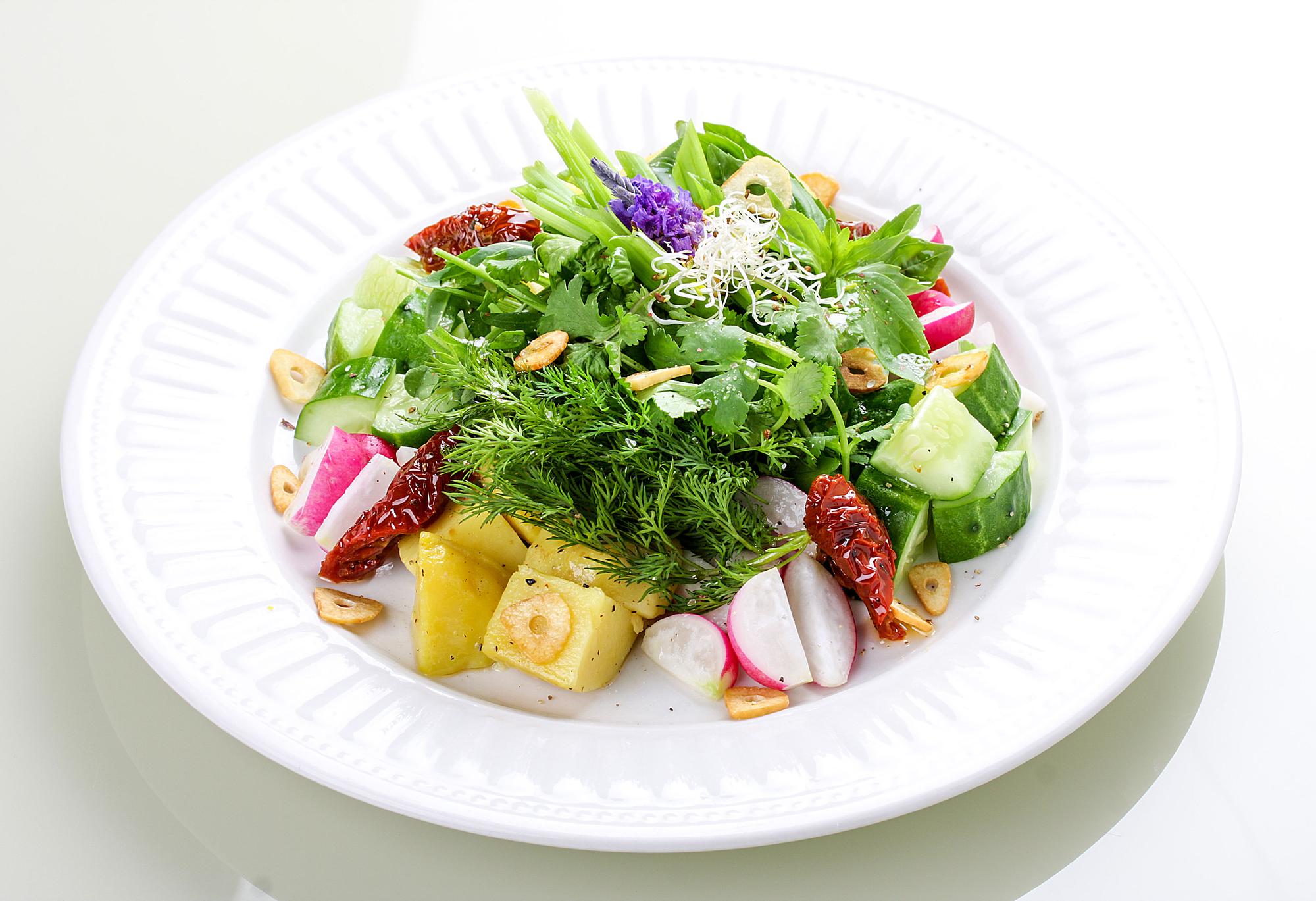 finished plated seasonal salad